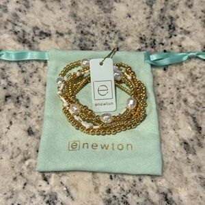 Newton Gold and White Beaded Bracelet